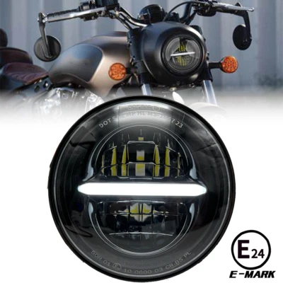 Para Indian Scout Bobber 2017-2021 5.75" Faro LED Halo DRL Lámpara de haz alto/bajo Foto 1 de 4