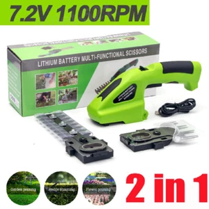 7.2V 2 In 1 Electric Hedge Trimmer Portable Grass Trimmer Cordless Hedge Cutter - Picture 1 of 11