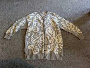 Handmade paisley chunky knit cardigan OS soft wool - Picture 1 of 9