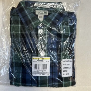 Camisa LL Bean Para Hombre Mediana Verde Azul Cuadros Ajuste Tradicional Franela Abotonada - Imagen 1 de 5