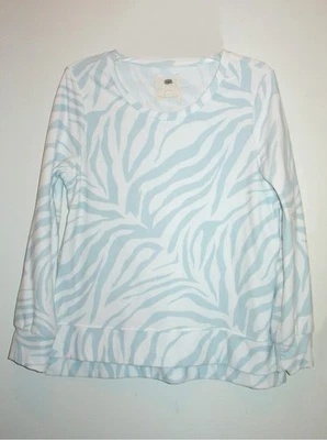 Sudadera pulóver manga larga con estampado de cebra blanca azul claro talla M Cupio para mujer Foto 1 de 4