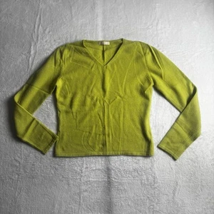 VTG Barneys New York Green Pullover V-Neck Sweater Long Sleeve Women's Large - Picture 1 of 7