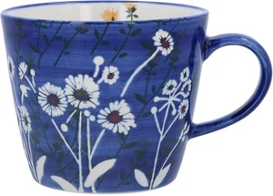 Tazza caffè, tè, tazza rustica ceramica conica Gisela Graham - MARGHERITA SELVATICA BLU NAVY - Foto 1 di 1