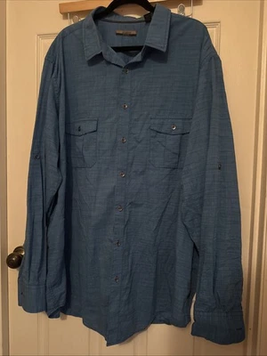 Camisa azul con botones de manga larga Alfani Big & Tall 3XLT para hombre Foto 1 de 3