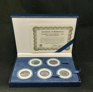 Morgan Mint Inaugural 1999 Statehood Quarters Colorized, DE, PA, CT, NJ, GA - Picture 1 of 7