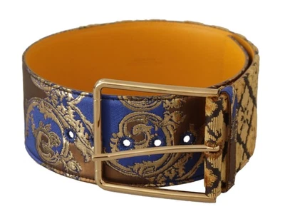 Dolce & Gabbana Blue Floral Patchwork Leather Wide Waist Buckle Women's Belt - Image 1 of 4