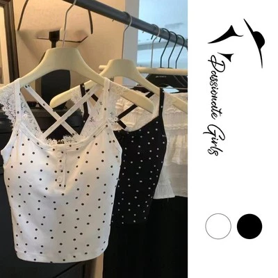 Camisole Top for Women with Unique Button and Lace Design Ideal for Summer - Image 1 of 4
