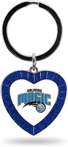 Orlando Magic Metal Keychain Rhinestone Colored Heart Shape - Picture 1 of 1
