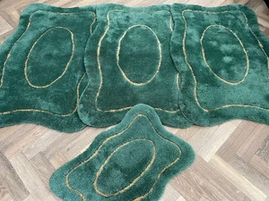 ROMANY WASHABLES GYPSY GERMAN MATS 30MM THICK 4PC SET GREEN/GOLD SUPER THICK. - Picture 1 of 8