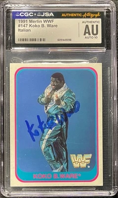 KOKO B.WARE ПОДПИСАННЫЙ 1991 MERLIN WWF ИТАЛЬЯНСКИЙ #147 CGC JSA АВТО КЛАССА 10 - Изображение 1 из 2