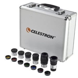 14 Piece Telescope Accessory Kit - Plossl Eyepieces, Barlow Lens, Colored Fil... - Picture 1 of 6