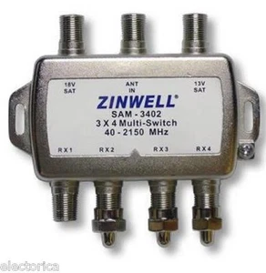 3X4 MULTI-SWITCH QUAD OUTPUT LNB ZINWELL SW34 2X4 SW24 SW34 BELL SATELLITE LNBF - Picture 1 of 3