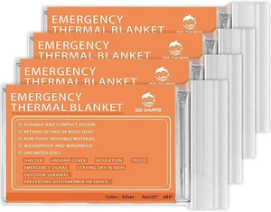Emergency Mylar Thermal Blankets Space Blanket Survival Kit Camping Blanket 4Pcs - Picture 1 of 11