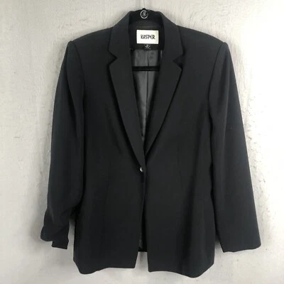Kasper Blazer Womens 10 Black Jacket Career Professional Office Classic - Image 1 of 4