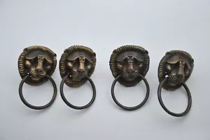 4 Alte Bronzegriffe, Löwenkopf, Schublade, Renovierung, Restauration - Bild 1 von 4