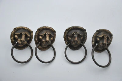 4 Anciennes poignées en bronze, tête de lion, tiroir , rénovation, restauration - Photo 1/4