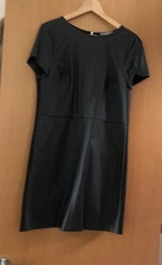 Pleather-front black dress, 12 (worn once) - Picture 1 of 2
