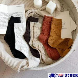 Thick Thermal Vintage Long Socks Cashmere Wool Winter Warm Woman Solid Socks - Picture 1 of 17