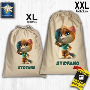 Set Sacca Asilo Nido scuola Personalizzato Nome Bimbo 100 % cotone 40x50  50x75 - Imagen 1 de 1