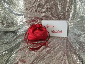 BOLSO DOLLY RUBÍ ROJO PERLA DUQUESA SATINADO DONCELLA DE BODA. FLOWER GIRL*HECHO/VENDEDOR EN REINO UNIDO* - Imagen 1 de 6