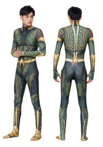 Aquaman 2 Arthur Jumpsuit The Lost Kingdom Superhero Adult Kids Bodysuit Zentai - Picture 1 of 15