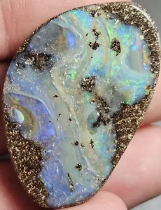 Polished Boulder Opal From Quilpie Blue & Green 44.7 Carat Australian Opal - Picture 1 of 12