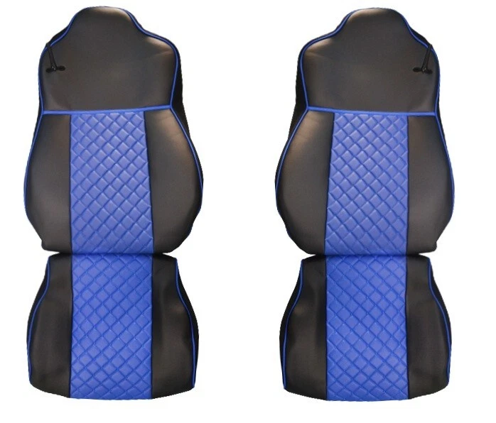 Sitzbezüge Eco Leder Schwarz Mit Blau für DAF XF 105 2010 - 2015 Lkw x2 - Bild 1 von 1