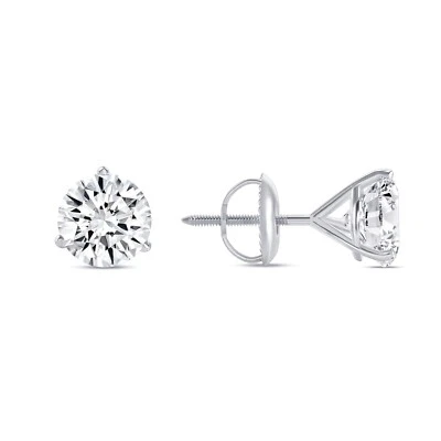 5.4 Ct G/VS Round Lab Created Grown Diamond Earrings 950 Platinum Stud Martini - Image 1 of 4