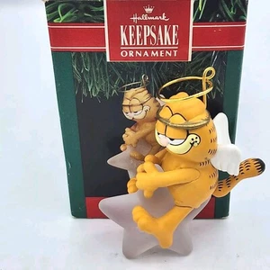 1991 Hallmark Keepsake adorno de Navidad Garfield Angel On Star Halo de colección - Imagen 1 de 6