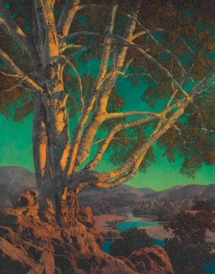 Impresión en lienzo de abedul blanco antiguo Maxfield Parrish 16 x 20 Foto 1 de 4