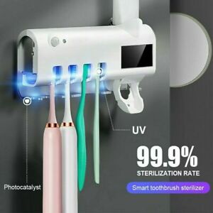 UV Light Sterilizer Toothbrush Holder Cleaner & Automatic Toothpaste Dispenser