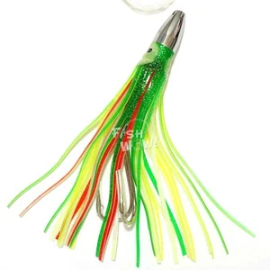7" Fishing Bullet Jet Head Rigged Double Hook Trolling Lures Mexican Flag Green - Picture 1 of 10