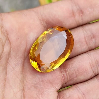 Natural 60.05 Ct Oval Cut Certified Yellow Brazilian Citrine Loose Gemstone - Image 1 of 4