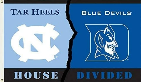 North Carolina Tar Heels vs Duke Blue Devils House Divided Logo Rivalry Flag 3x5 Cover