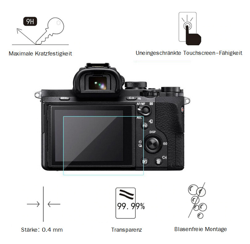 AtFoliX Panzerfolie Für Sony Alpha A7C – Antireflex, Stoßdämpfend, Kratzfest (3H), Inkl. Montagezubehör
