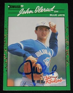 JOHN OLERUD AUTOGRAPHED 1990 DONRUSS ROOKIE BASEBALL CARD (TORONTO BLUE JAYS) - Picture 1 of 2