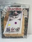 Brand New - Bucilla - Lotsa Santas - Stamped Cross Stitched Tablerunner - #83071
