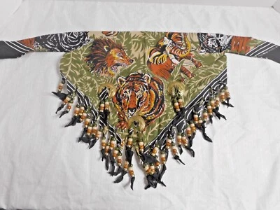 Cuello Bufanda Traingle Triangular Estampado ANIMAL SAFARI con Cuentas y Discos de Metal Foto 1 de 4