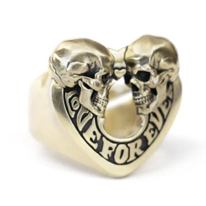Anillo Corazón Calaveras Latón Amor Forever Punk Joyería BR443B Reino Unido Talla L1/2~Z5 BZ - Imagen 1 de 36