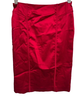 White House Black Market Deep Red Formal Satin Pencil Skirt Womens Size 00 - Image 1 of 4