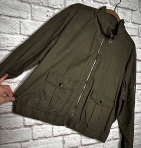 XL/1X/2X/3X New 100% Cotton Olive Green Silver Zip Up Bomber Jean Jacket Style - Picture 1 of 16