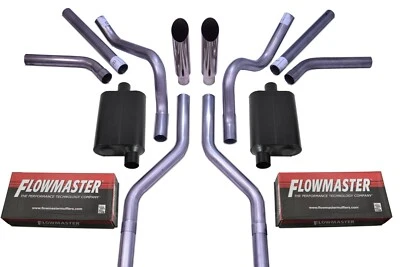 Chevy GMC C10 63-72 2.5" Dual Exhaust Kits Flowmaster Super 44 Slash Clamp Side - Image 1 of 3