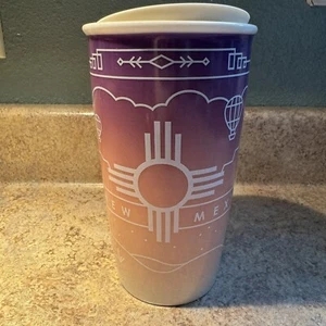 2016 Starbucks New Mexico Keramik Becher mit Deckel 12 oz lila ombre Reisekaffee - Bild 1 von 8