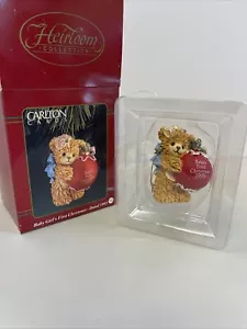 Carlton Cards Rare 1995 Baby Girl's First Christmas Teddy Bear Ornament - Picture 1 of 3