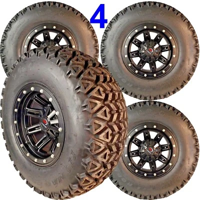 4) 25x10.00-12 350 Mag 6pr 轮圈组件适用于久保田 RTV 5 Lug 5/4.5 铝 — 第 1/4 张图片