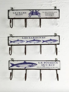 Long Wall Coat Hooks, Seaside Rustic Wall Hook, Long Hook Hanger Bathroom Hooks - Picture 1 of 7