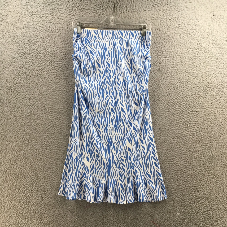 Saia Midi Diane Von Furstenberg Linha A Feminina M Galho Marinho Malha Azul Casual NOVA - Imagem 1 de 4