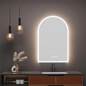 Specchio bagno led parete ad arco con regolazione antiappannamento tempo e temperatura 3 colori  - Foto 1 di 17