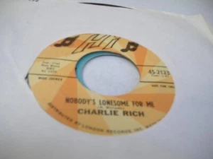 Rock promo 45 CHARLIE RICH Nobody's Lonesome For Me on Hi (promo) - Picture 1 of 1