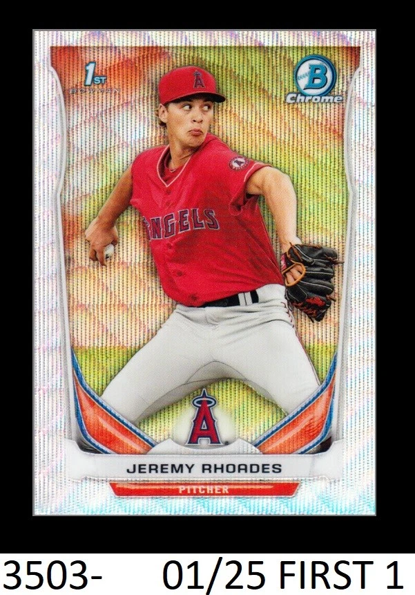 1-2014 BOWMAN CHROME DRAFT SILVER WAVE REFRACTOR JEREMY RHOADES ANGELS 01/25  - Image 1 of 1